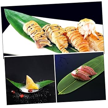 Amazon.co.jp: MUCKLILY 200個 竹 葉 盛り付け 寿司 皿 飾り
